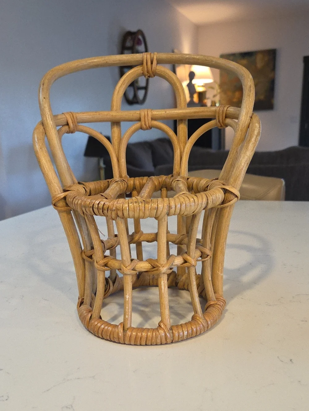 Handwoven Rattan Mini Chair Basket - Natural